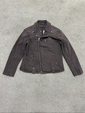 John Varvatos Moto Denim Zip Jean Jacket Mens L